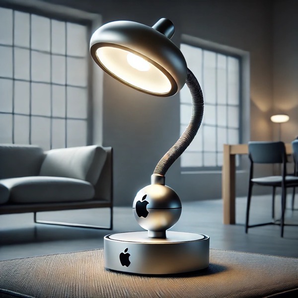 Lámpara robótica autónoma de Apple con inteligencia artificial y diseño minimalista